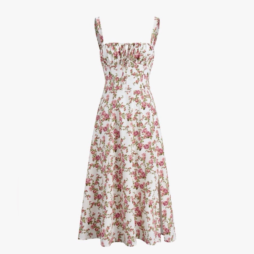 Commense Pink Floral Midi Dress
